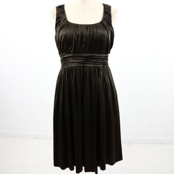 DKNY 4 100% Silk Ruched Cocktail Dress Dark Green - Picture 8 of 8